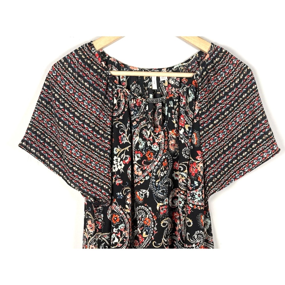 Cato Top Womens 14W 16 W Black Paisley Blouse Flowy Lightweight Lagenlook